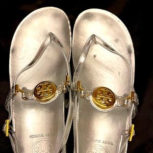 Tory Burch Metallic Silver Sandals
